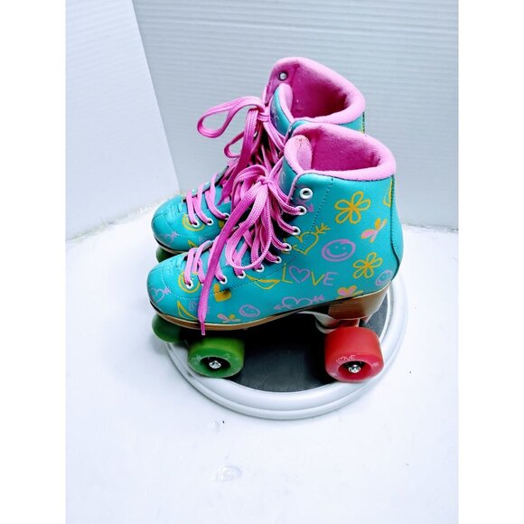 Epic Skates Girls Size 3 Roller Skates With Multicolor Wheels & Pink Laces - Picture 3 of 9